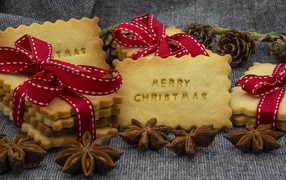 Рождественское печенье с бантами и бадьяном