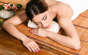 Girl sleeping on spa treatments