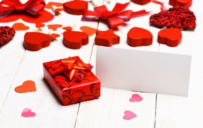 Red hearts and a gift for your beloved