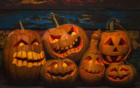 Evil Pumpkin Lanterns Halloween Decor
