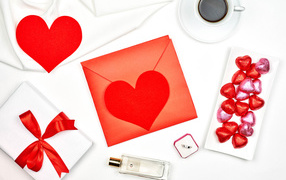 Letter and gifts for the girl on Valentine's day