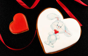 Valentine's Day Heart Shaped Rabbit Cookies