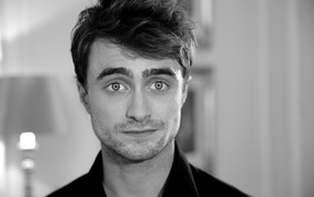 Actor Daniel Radcliffe black and white photo
