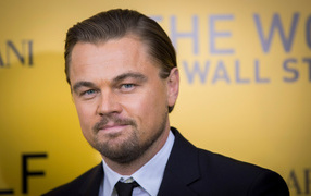 Handsome actor Leonardo DiCaprio in a tuxedo