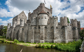 Castle of the Counts of Flanders by the lake, Ghent. Belgium