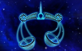 Beautiful zodiac sign Libra on blue background