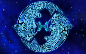 Beautiful zodiac sign Pisces on a blue background