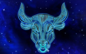 Beautiful zodiac sign Taurus on a blue background