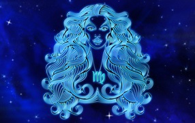 Beautiful zodiac sign Virgo on blue background