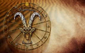 Zodiac sign Capricorn on orange background