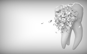 3D tooth crumbles into pieces