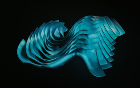 Blue waves on a black background 3D graphics