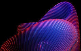 Colorful abstract 3D shapes on black background