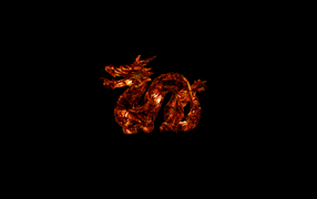 Fire 3D dragon on a black background
