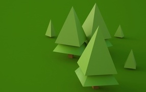 Green geometric 3D Christmas trees