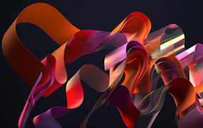 Multicolored abstract ribbons on a black background