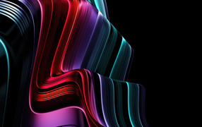 Multicolored abstract wave lines on black background