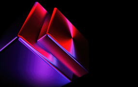 Mysterious abstract red cubes on a black background