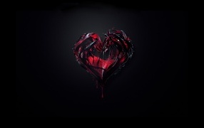 Красное 3д сердце на черном фоне