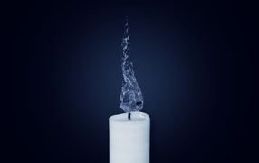 Water flame of white candle 3D graphics