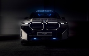 Front view of the 2024 BMW XM Label Red MotoGP Safety Car