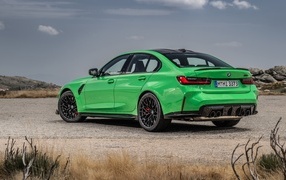 Green BMW M3 CS 2023 rear view
