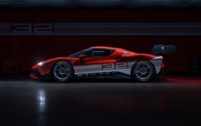 Side view of the 2023 Ferrari 296 Challenge sports car