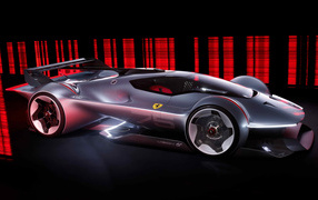 Серебристый спортивный автомобиль Ferrari Vision Gran Turismo