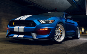 Wet blue car Ford Mustang Shelby GT350
