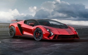 Красный спортивный автомобиль Lamborghini Invencible 2024  года