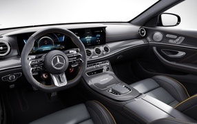 Black leather interior of the Mercedes-AMG E 63 S 4MATIC+
