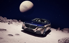 Mercedes-Maybach Haute Voiture car against the backdrop of the moon