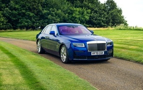 Blue expensive car Rolls-Royce Ghost