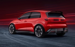Красный Volkswagen ID. GTI Concept 2023 года вид сзади