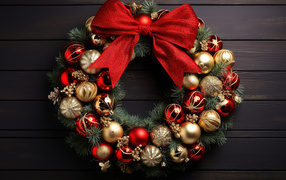 Christmas wreath with red bow