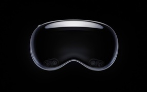 Apple Vision Pro virtual reality glasses on a black background