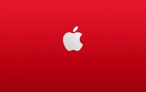 White apple icon on red background
