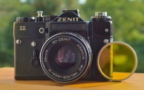 Old zenith camera on the table close-up