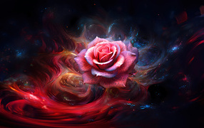 Красивая розовая роза на фантастическом фоне