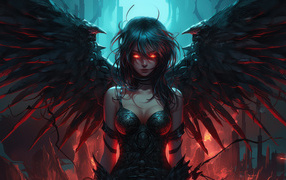 Demon girl with black wings
