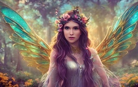 Fantastic fairy girl with wings