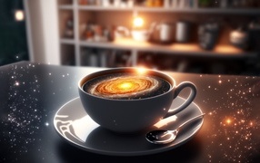 Fantasy cup of coffee with space