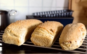 Three loaves of fresh bread