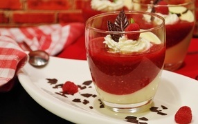 Berry dessert with cream and whipped cream