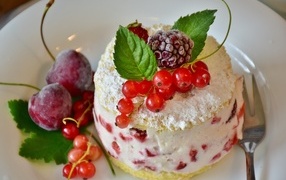 Bush cake with berries on a plate