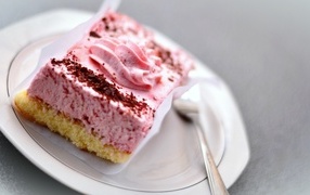 Cake with pink strawberry mousse