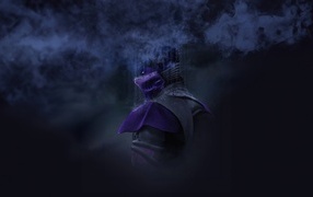Sub Zero character in smoke on a black background