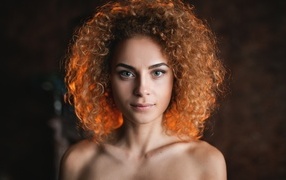 Girl model with curly hair
