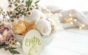 Beautiful eggs with flowers for Easter