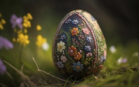 Красивое большое яйцо с рисунком на праздник Пасха
